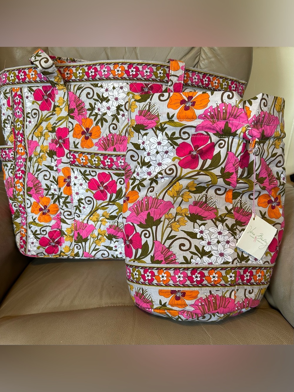 Vera Bradley Get Carried Away Tote & Ditty Bag Retired Tea Garden NWOT